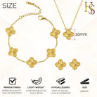 HighSpark Four Leaf Jewelry Set for Women | Designer Clover Necklace Earrings Bracelet Set | Lovely Gift
