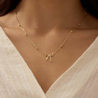 Thaivor Necklace for Women Dainty Bow Necklace 14K Gold Plated Cute Choker Small Pendant Charm Necklaces Teen Gift Trendy Stuff Personalized Jewelry Gifts
