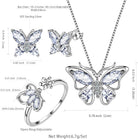 Aurora Tears Butterfly Jewelry,Women 925 Sterling Silver Butterflies Birthstone Pendant Necklace/Earrings/Rings Wedding Gift