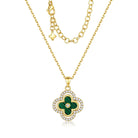 Turandoss Clover Necklaces for Women - Dainty 14K Gold Plated CZ Pendant Necklace Colorful Four Leaf Clover Necklace Lucky Necklaces Gifts