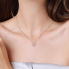 Women's 18K Gold Plated Clover Necklace with White Natural Shell - Four Leaf Lucky Charm Dainty Link Necklaces Jewelry for Women, Trendy Birthday/Mother's Day Gift