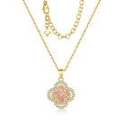 Turandoss Clover Necklaces for Women - Dainty 14K Gold Plated CZ Pendant Necklace Colorful Four Leaf Clover Necklace Lucky Necklaces Gifts