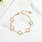 TICVRSS Lucky Clover Sets, 18K Gold Plated Four Leaf Clover Bracelet, Necklace Pendant, Earrings for Women Flower Link Bracelets Set Jewelry Gifts for Women