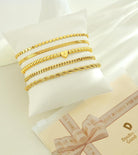 doubgood Gold Bracelets for Women Stackable, 14K Gold Plated Waterproof Bracelet Set, Dainty Adjustable Gold Bracelet Stack with Heart Initial Charm Layered Chain Jewelry Gifts for Women
