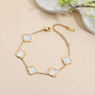 AIPPK 18K Gold Plated Clover Lucky Bracelet for Women White/Black/Red/Green Flower Four Leaf Link Bracelets Trendy Jewelry Gifts for Women