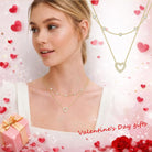 Heart Necklaces for Women, Dainty 14K Gold/Silver Plated Necklace Cute Tiny Gold Diamond Infinity Heart Pendant Jewelry, Ideal Gifts for Mothers Day Birthday Graduation Valentine's Day
