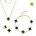 TICVRSS Lucky Clover Sets, 18K Gold Plated Four Leaf Clover Bracelet, Necklace Pendant, Earrings for Women Flower Link Bracelets Set Jewelry Gifts for Women