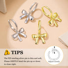 MUNDELL 14K Gold Plated Solid 925 Sterling Silver Post Bow Drop Earrings | Dainty Heart Waterdrop Hypoallergenic Drop Earrings for Women Jewelry Gift