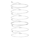 MBW Sterling Silver Bracelets for Women Trendy, Minimalist Simple Dainty S925 Silver Plated Bracelets for Women Stack Waterproof Jewelry Small Thin Bracelet Set for Womens Teen Gift