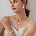 18K Gold Plated Lucky Clover Jewelry Set Black White and Red Four Leaf Clove Bracelet Necklace and Earrings Fashion Birthday Gifts for Women