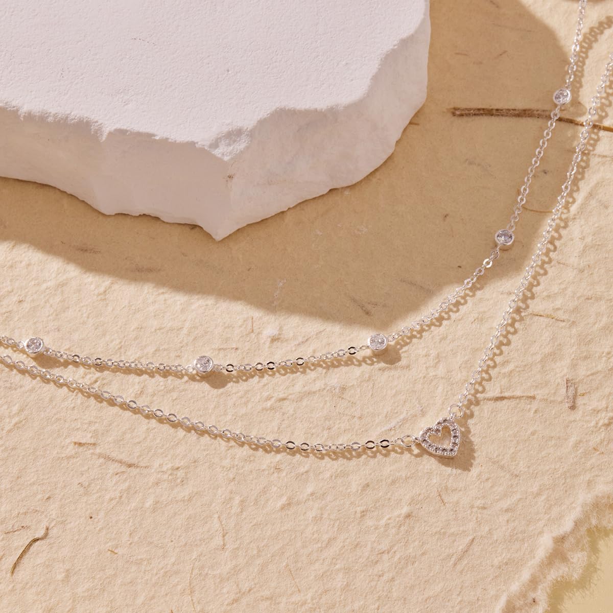 Heart Necklaces for Women, Dainty 14K Gold/Silver Plated Necklace Cute Tiny Gold Diamond Infinity Heart Pendant Jewelry, Ideal Gifts for Mothers Day Birthday Graduation Valentine's Day