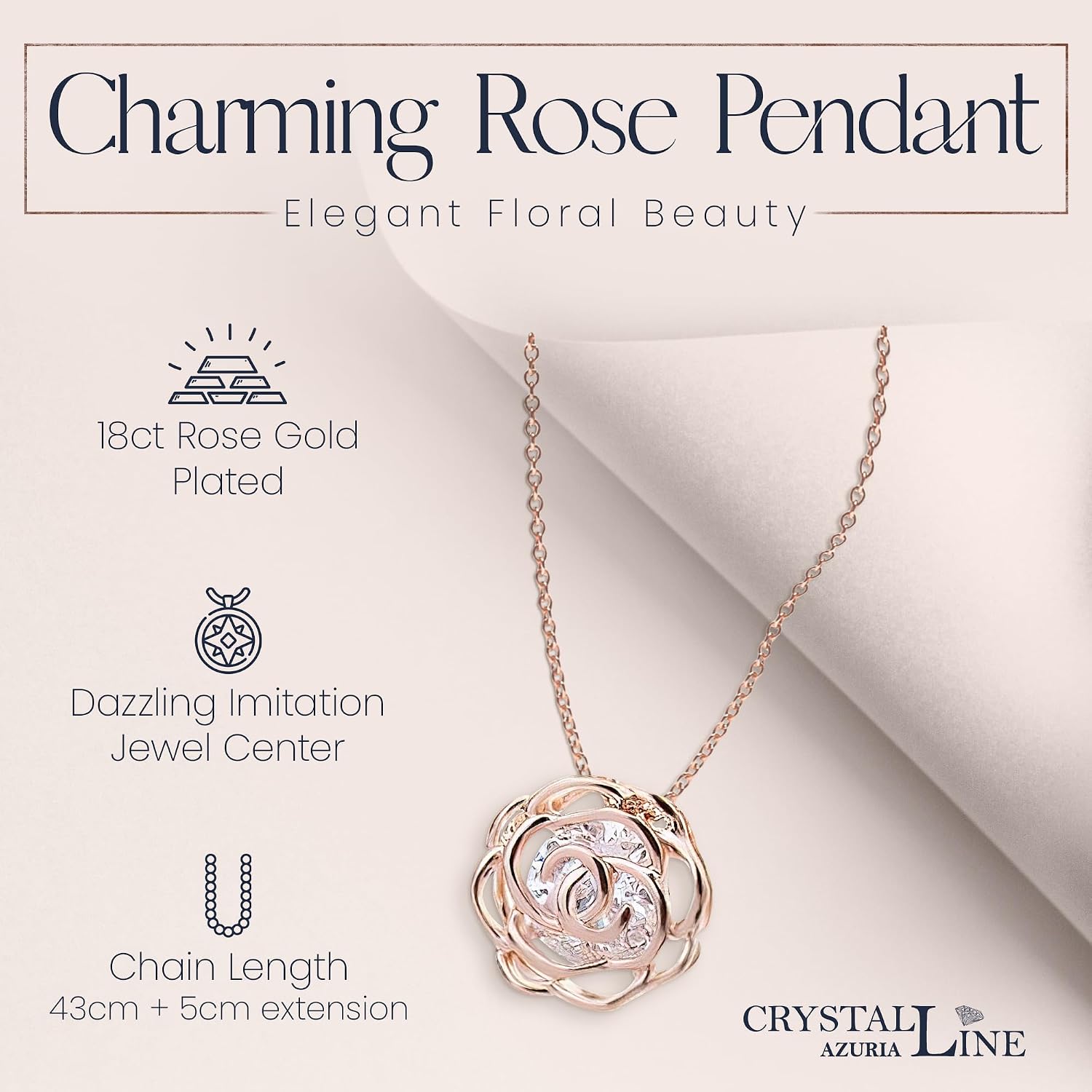 Crystalline Azuria Women 18K Gold Plated White Crystal Roses Flower Set Necklace Earrings Bracelet for Women Wedding Party Bridal Bridesmaid Accessories