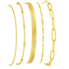 Gold Bracelets for Women, 14K Gold Plated Stackable Bracelet Stack Set Adjustable Charm Paperclip Chain Snake Link Layered Waterproof Jewelry Sets Gifts
