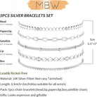 MBW Sterling Silver Bracelets for Women Trendy, Minimalist Simple Dainty S925 Silver Plated Bracelets for Women Stack Waterproof Jewelry Small Thin Bracelet Set for Womens Teen Gift