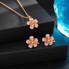 Austrian Crystal Enamel Flower Earrings and Necklace Jewelry Sets for Women | 14K gold plated brass,cute flower-shaped design,gift box,16+2" adjustable chain,women's jewelry set