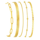 Gold Bracelets for Women, 14K Gold Plated Stackable Bracelet Stack Set Adjustable Charm Paperclip Chain Snake Link Layered Waterproof Jewelry Sets Gifts