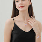 Butterfly Crystal Jewelry Set with Butterfly Necklace Stud Earrings Bolo Bracelet Adjustable Ring for Women Trendy, Iridescent Y2K Dainty Butterfly Jewelry Gifts