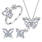 Aurora Tears Butterfly Jewelry,Women 925 Sterling Silver Butterflies Birthstone Pendant Necklace/Earrings/Rings Wedding Gift