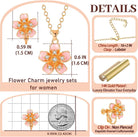 Austrian Crystal Enamel Flower Earrings and Necklace Jewelry Sets for Women | 14K gold plated brass,cute flower-shaped design,gift box,16+2" adjustable chain,women's jewelry set
