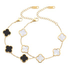 AIPPK 18K Gold Plated Clover Lucky Bracelet for Women White/Black/Red/Green Flower Four Leaf Link Bracelets Trendy Jewelry Gifts for Women