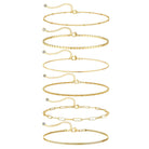 DEARMAY 6PCS Gold&Silver Bracelets Set for Women Dainty, Stackable Sterling Silver Plated Beaded Figaro Herringbone Paperclip Chain Waterproof, Layered Bracelets Set Gifts for Women Mom Her