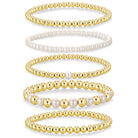 Yoosteel Gold Beaded Bracelets Set for Women Teen Girl Gifts Non Tarnish - 14K Gold Plated Dainty Round Beaded Pearl Cross Bracelet Stack for Women Teenage Girls Stackable Jewelry Gifts