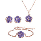 EleQueen Rose Flower Necklace Earrings Bracelet Set 14K Gold Plated Hypoallergenic Jewelry Sets Gift for Women