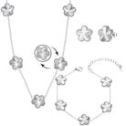 Clover Neckalce Bracelet Earring Set for Women 14K Gold Plated Stainless Steel Four Leaf Clover Jewelry Set