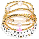 AICase 18K Gold Plated Clover Bracelet Dupes Gold/White/Black Bracelet Set for Women Flower Leaf Lucky Clover Bracelets Trendy Jewelry Birthday Gifts for Women/MoM/Friends