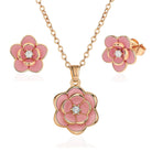 EVEVIC Dainty Flower Pendant Necklace Earrings for Women 14K Gold Plated Hypoallergenic Jewelry Sets
