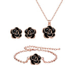 EleQueen Rose Flower Necklace Earrings Bracelet Set 14K Gold Plated Hypoallergenic Jewelry Sets Gift for Women