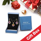 EVEVIC Colorful Cubic Austrian Crystal Pendant Necklace Earrings for Women 14K Gold Plated Hypoallergenic Jewelry Set