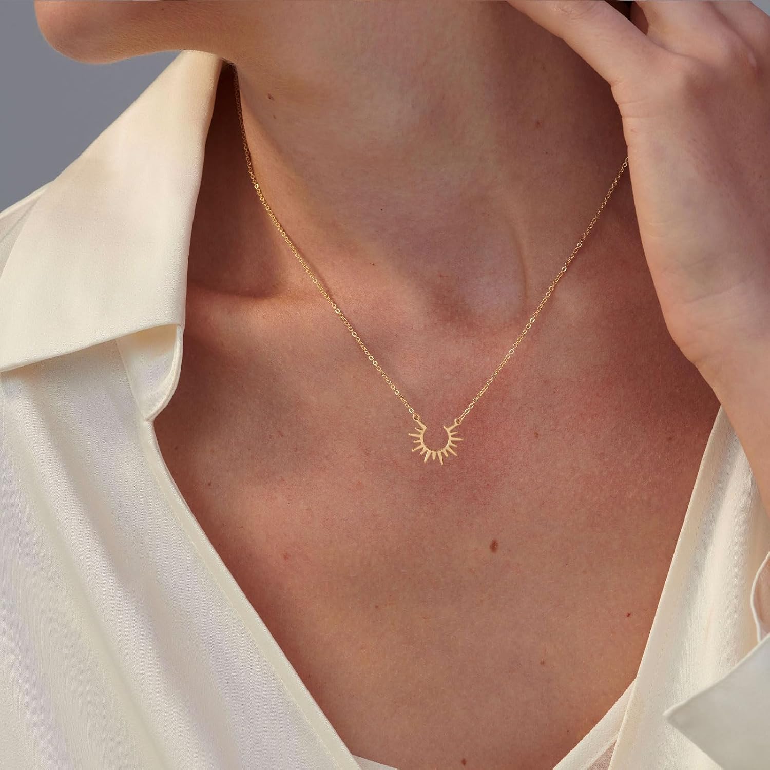 VRIUA Gold Necklace for Women - 14K Gold Plated Dainty Italian Horn Star of David Butterfly Bow Sun Lotus Volleyball Baseball Cowboy Boots Necklace Jewelry Everyday for Women