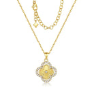 Turandoss Clover Necklaces for Women - Dainty 14K Gold Plated CZ Pendant Necklace Colorful Four Leaf Clover Necklace Lucky Necklaces Gifts