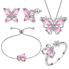 Aurora Tears Butterfly Jewelry,Women 925 Sterling Silver Butterflies Birthstone Pendant Necklace/Earrings/Rings Wedding Gift