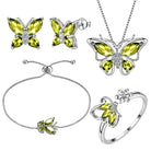 Aurora Tears Butterfly Jewelry,Women 925 Sterling Silver Butterflies Birthstone Pendant Necklace/Earrings/Rings Wedding Gift