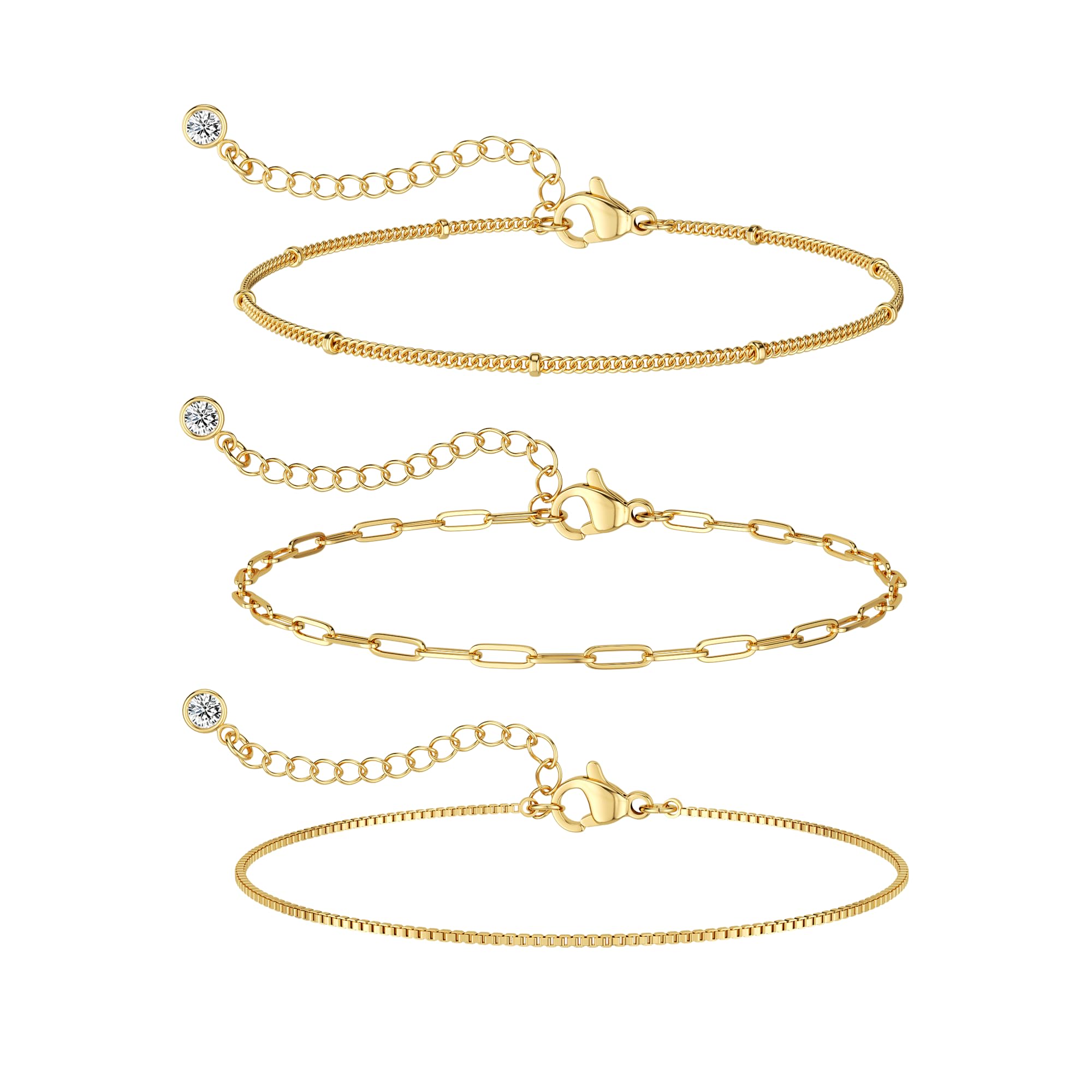 MBW Sterling Silver Bracelets for Women Trendy, Minimalist Simple Dainty S925 Silver Plated Bracelets for Women Stack Waterproof Jewelry Small Thin Bracelet Set for Womens Teen Gift