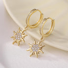 ToHeart Gold Sun Earrings for Women Sun Dangle Earrings Cubic Zirconia Earrings