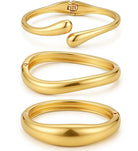 Chunky Gold Bangle Bracelets for Women, Dainty 14k Gold Plated Big Stackable Bangles Set, Trendy Statement Cuff Bracelet Stack Fashion Jewelry Gifts