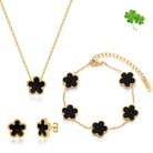 Four Leaf Clover Bracelet Set for Women - 18K Gold Plated Flower Lucky 4 Leaf Necklace Bracelet Earrings Jewelry Sets Gift for Women