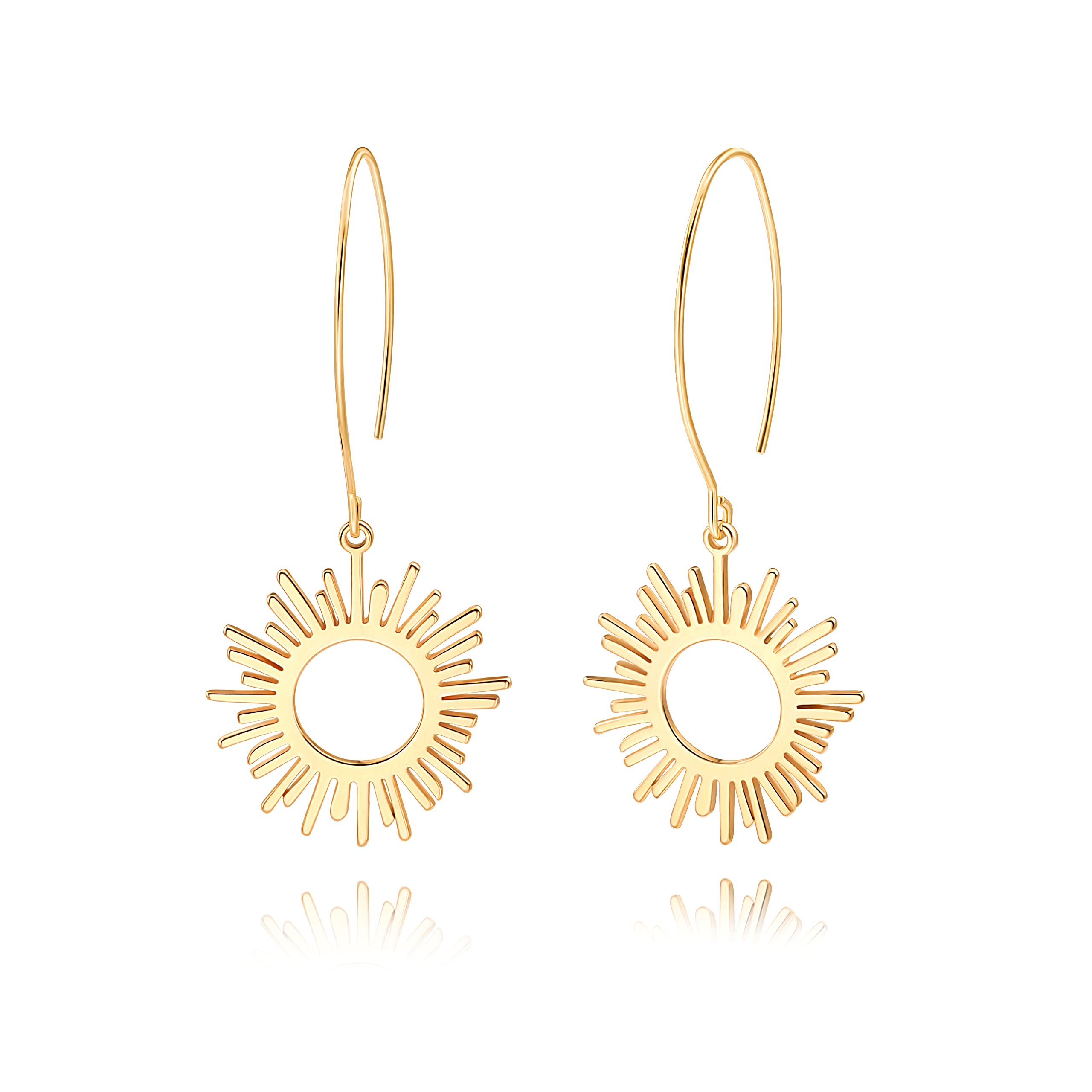 Geometric Drop Dangle Earrings Boho Statement Long Hoops 18k Gold Plated Lightweight Earrings for Women Girls