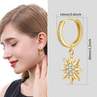 ToHeart Gold Sun Earrings for Women Sun Dangle Earrings Cubic Zirconia Earrings