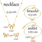 WETMT 4Pcs 14K Gold Plated Bow Necklace Earring Bracelet Anklet Set for Women Cute Dainty Stainless Steel Chain Bow Pendent Choker Necklace Set Stuff Personalized Jewelry Gift