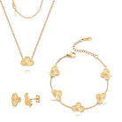TICVRSS Lucky Clover Sets, 18K Gold Plated Four Leaf Clover Bracelet, Necklace Pendant, Earrings for Women Flower Link Bracelets Set Jewelry Gifts for Women