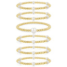 Yoosteel Gold Beaded Bracelets Set for Women Teen Girl Gifts Non Tarnish - 14K Gold Plated Dainty Round Beaded Pearl Cross Bracelet Stack for Women Teenage Girls Stackable Jewelry Gifts