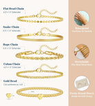 doubgood Gold Bracelets for Women Stackable, 14K Gold Plated Waterproof Bracelet Set, Dainty Adjustable Gold Bracelet Stack with Heart Initial Charm Layered Chain Jewelry Gifts for Women