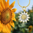 14K Gold Plated Sunflower Necklace for Women Teen Girls Friendship Sunflower Gifts for Mom, Girlfriend, Sunshine Flowers Necklace Shiny Cubic Zirconia Petals Chain Length 16"+4" Extender