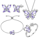 Aurora Tears Butterfly Jewelry,Women 925 Sterling Silver Butterflies Birthstone Pendant Necklace/Earrings/Rings Wedding Gift
