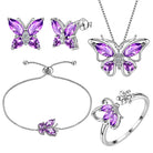 Aurora Tears Butterfly Jewelry,Women 925 Sterling Silver Butterflies Birthstone Pendant Necklace/Earrings/Rings Wedding Gift