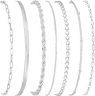 Kyerlyn Silver Bracelets for Women Trendy Waterproof Silver Dainty Bracelet Stack Adjustable Layered Bracelet Set Minimalist Fashion Jewelry